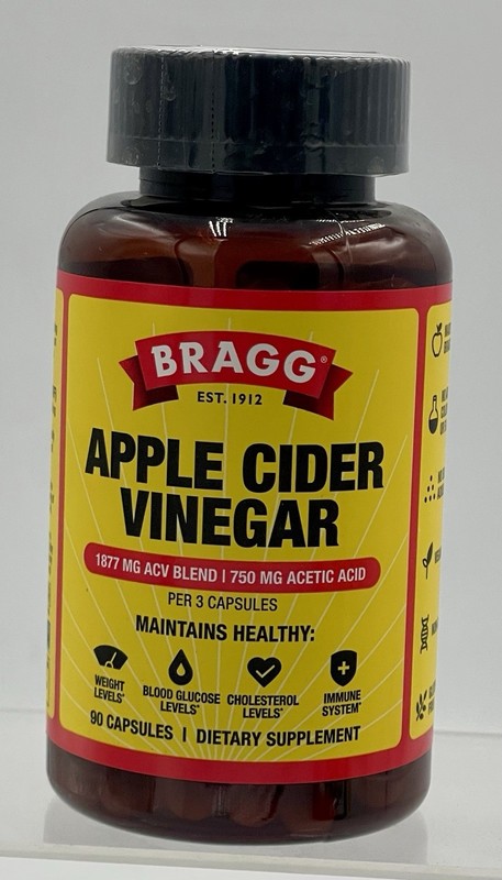 Lot of 3 Bragg Apple Cider Vinegar 90 Capsules Each Dietary Supplement EXP 03/27 gallery
