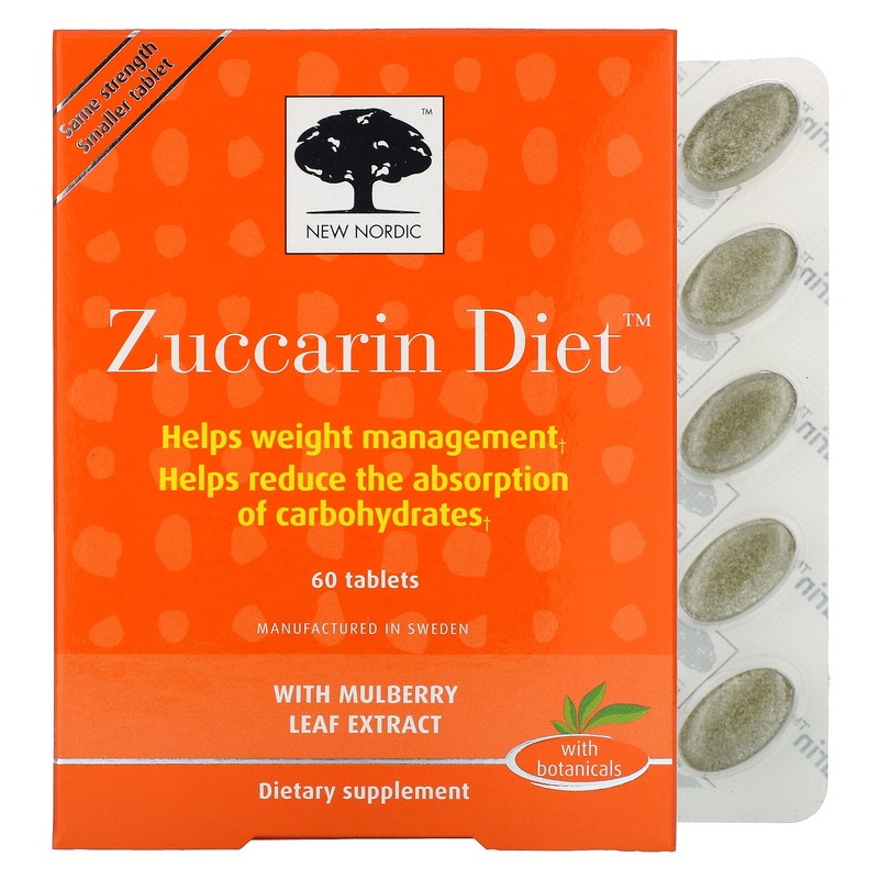 New Nordic US Inc Zuccarin Diet 60 Tablets Dairy-Free, Gluten-Free, Vegan