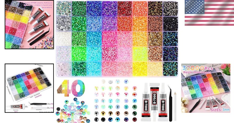 Bedazzler Kit 40 Colors Resin Jelly Rhinestones for Bedazzling, 3mm 32000 Pcs... gallery