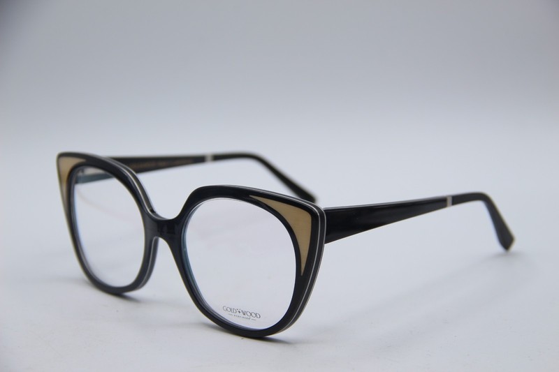 NEW GOLD & WOOD ANA 01.40 BLACK BEIGE AUTHENTIC FRAMES EYEGLASSES 54-18