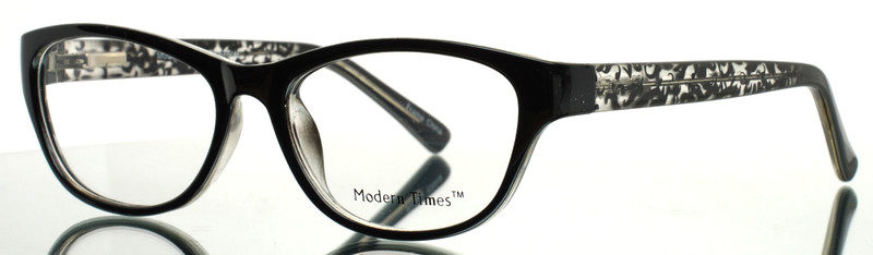 MODERN TIMES Festival Black Womens Semi Cat Eye Eyeglasses 52-17-135 B:36
