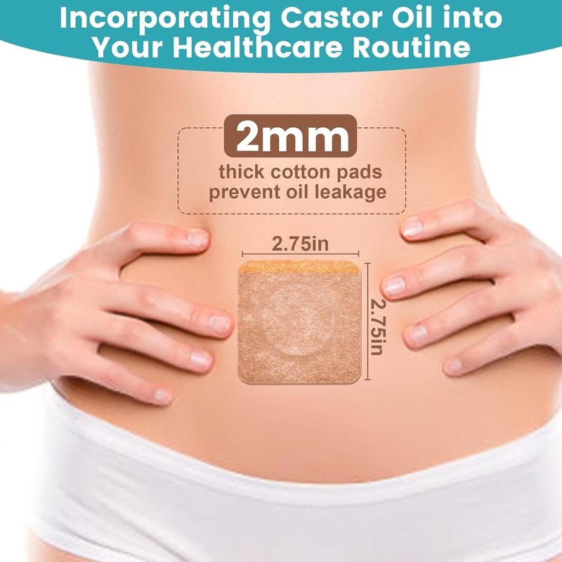72Pcs Castor Oil Pack Wrap, Organic Cotton Castor Oil Patches for Belly Button, gallery