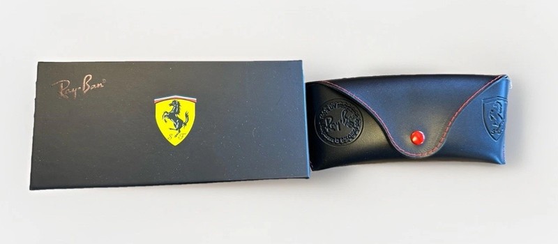 Black Soft Leather Case w/ Cloth & Box for Rayban Ferrari Sunglasses Eyeglasses