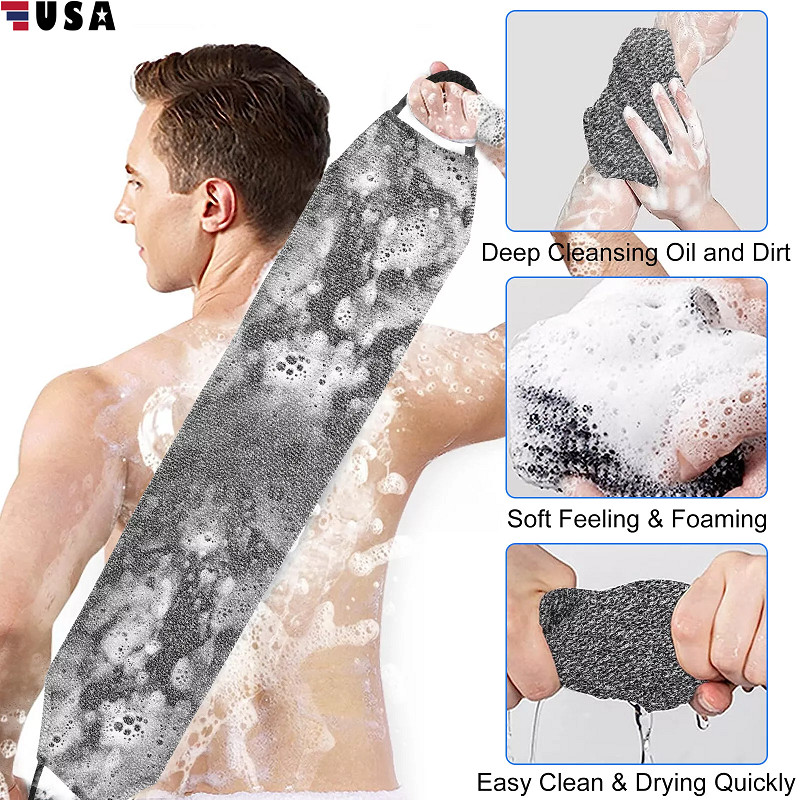 Bath Towel Shower Back Scrubber Skin Exfoliating Body Brush Washing Cloth Strip