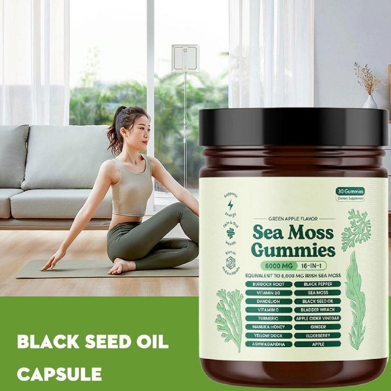 16 in 1 Organic Sea Moss Gummy | Irishmoss Extract 6000Mg | Green Apple Flavor gallery