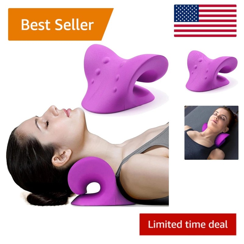 Ergonomic Neck and Shoulder Relaxer for TMJ Pain Relief – Purple Traction Device