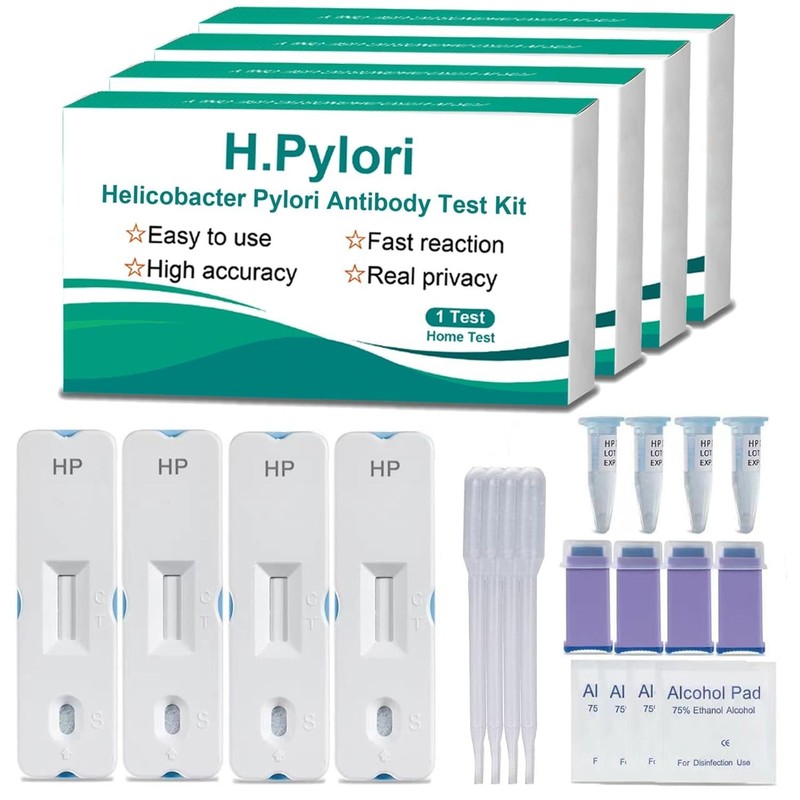 Helicobacter Pylori Test Kit – 4 PCS Home Self-Test, Results in 10-15 Minutes