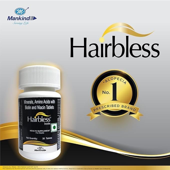 2 X Mankind Pharma Hairbless 30 Table for hair growth SF gallery