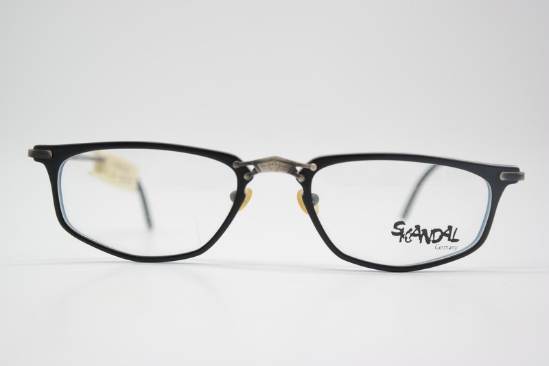 Vintage Glasses SKANDAL SK 27 Black Blue Silver Oval Eyeglass Frame