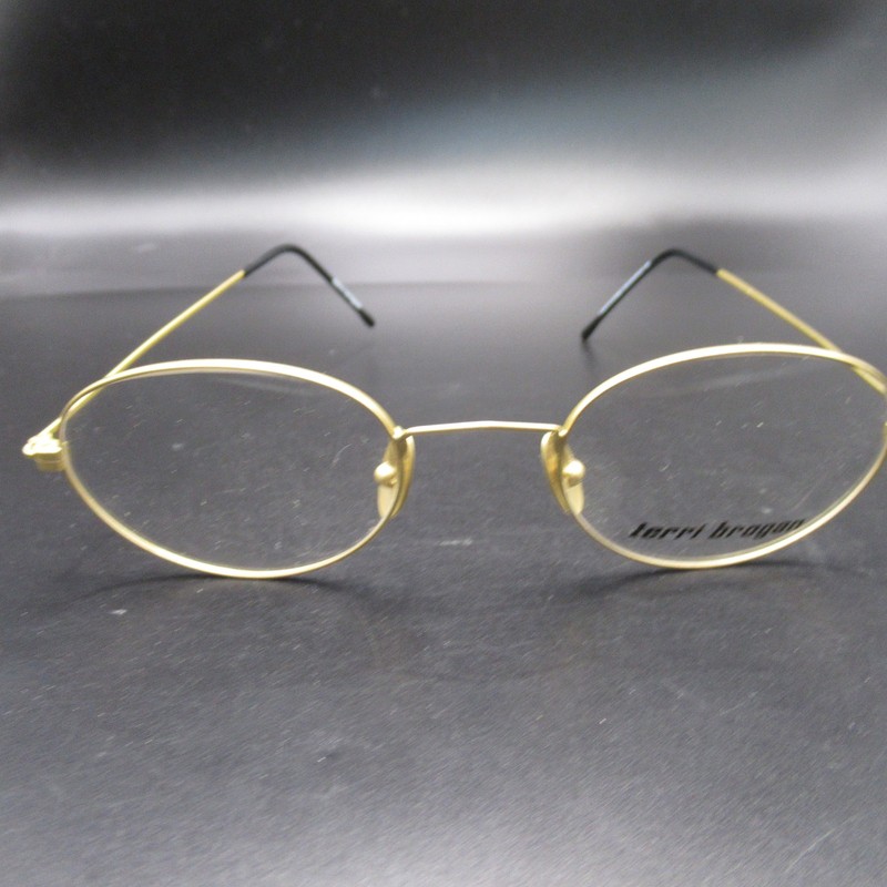 Terri Brogan Gold Oval Metal Eyeglass Frames 50-18-135 Taiwan Unisex Adults