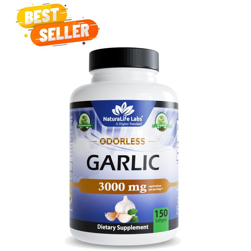 Daily Garlic Supplement: 150 Odorless Softgels for Immune Health and Freshness