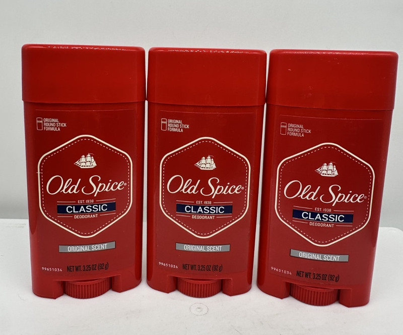 Old Spice Classic Deodorant Stick, Original 3.25 oz each *Three Pack*
