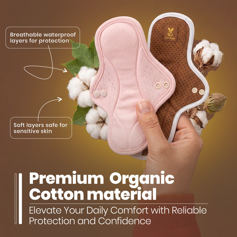 Premium Gift-Style Drawer Box Organic Cotton Reusable Menstrual Pads (3 Count)