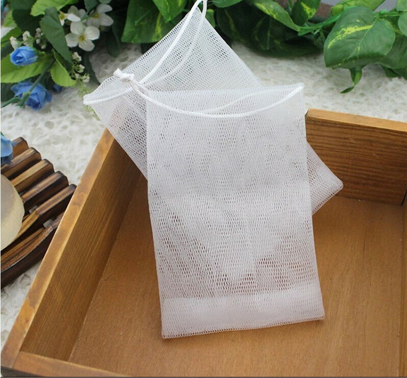 Mesh Soap Sack Saver Pouch Drawstring Holder Bags for Making Bubbles non-toxic