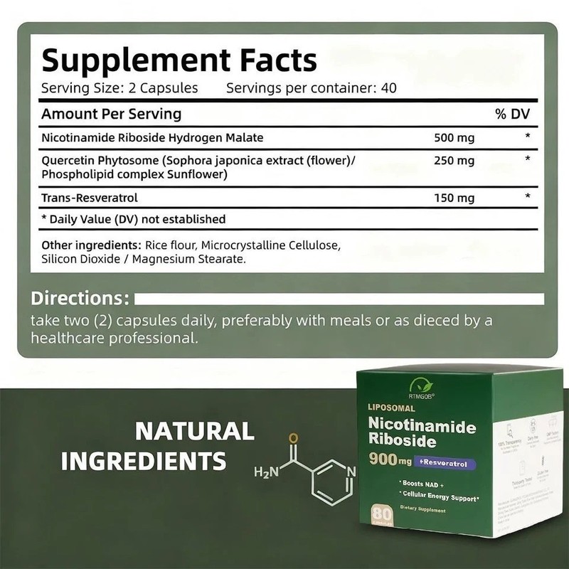 Reus Research NAD+ Nicotinamide Riboside Resveratrol Anti-Aging Supplement NEW gallery