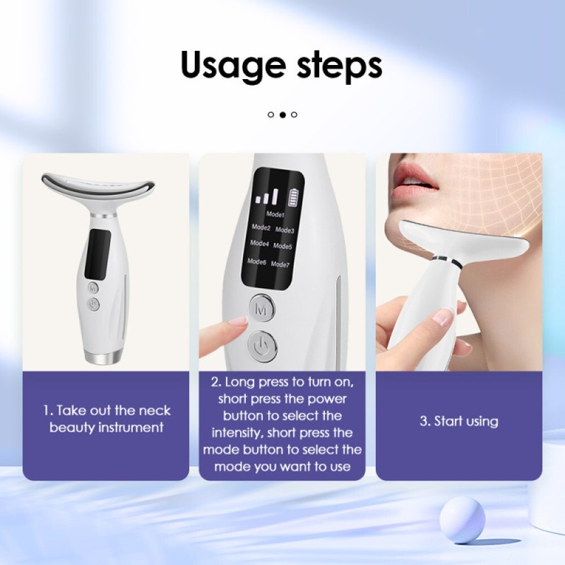 US 7 in 1 Facial Massager LED Light Therapy Face Neck Lift Anti-Wrinkle Device gallery