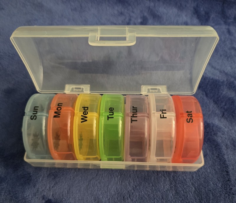 New Travel Pill Organizer. 1 Week 2 x Per Day. Round Multicolor. Ships Free.