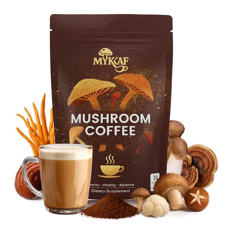 Mushroom Coffee, 6 in 1 Organic Instant Coffee Powder, Adaptogenic Mushroom Coff