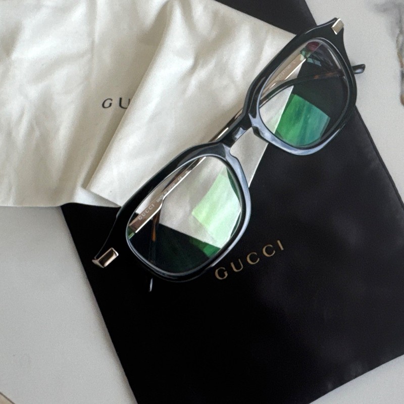 Gucci GG1891O Eyeglasses Frames Black Gold Square Italy Glasses