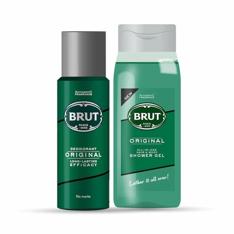 Brut Original Deodorant 200 Ml+ Original All In One Hair & Body Shower Gel 500ml
