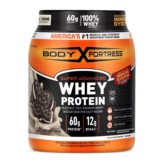 Body Fortress Whey Protein Cookies N Creme 1.78lb 60g Protein