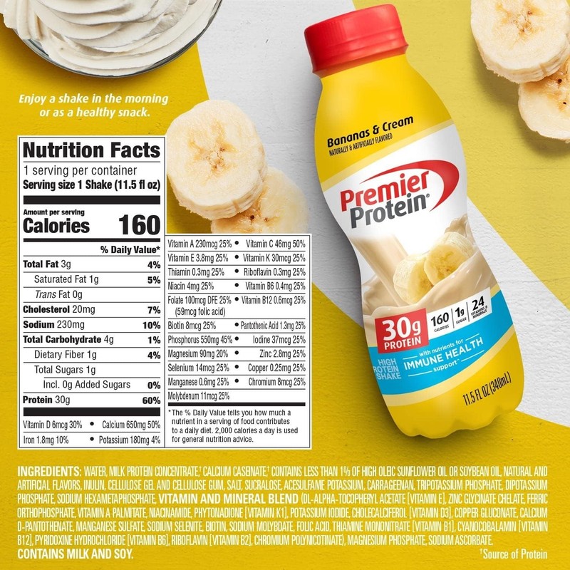Premier Protein Shake, Bananas & Cream, 30g Protein, 11.5 fl oz, 12 Ct gallery