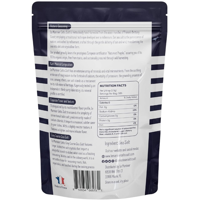 Authentic French Organic Sea Salt - 1.1lb Grey Coarse for Culinary Mastery gallery