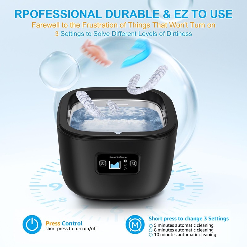 Ultrasonic Retainer Cleaner for Invisalign, Denture, Mouth Guard, Aligner, To... gallery