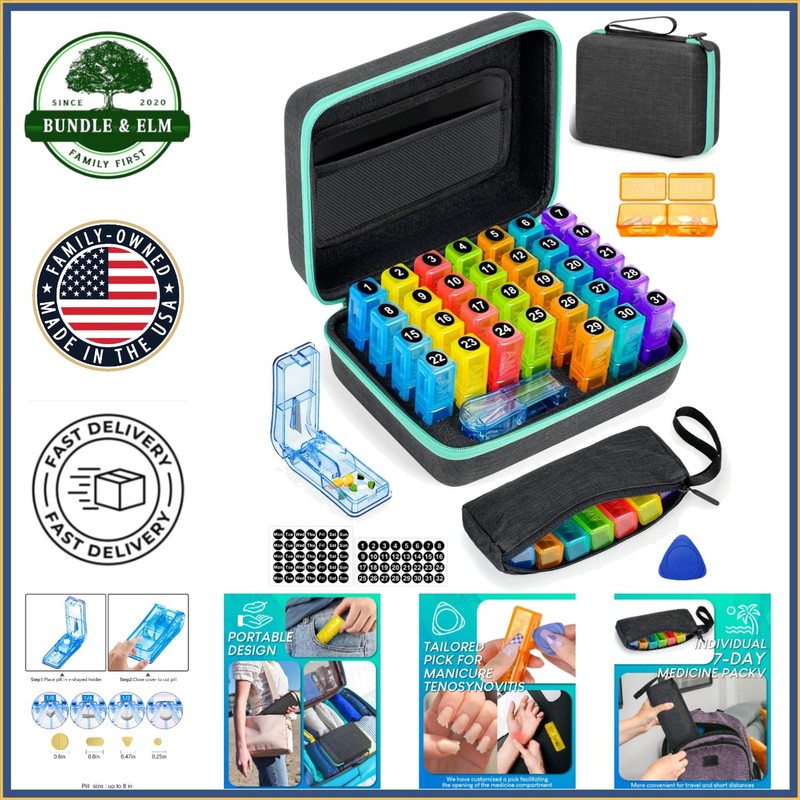 31-Day Medication Organizer with Dustproof Design and Easy Tracking Features