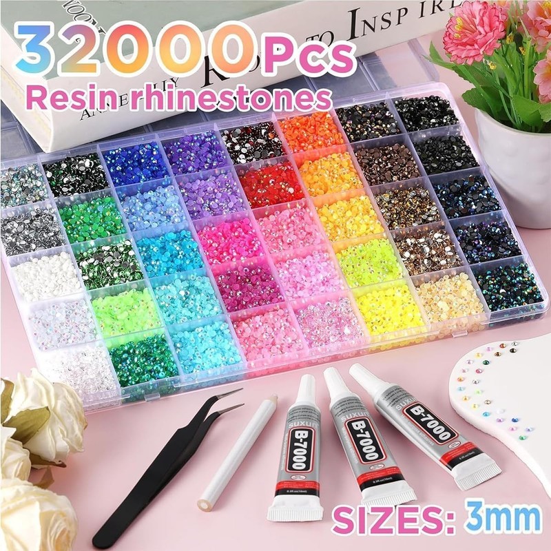 Bedazzler Kit 40 Colors Resin Jelly Rhinestones for Bedazzling, 3mm 32000 Pcs... gallery