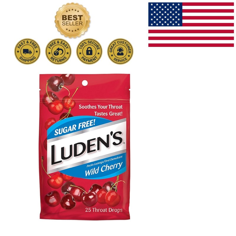 Luden’s 10-Pack Sugar Free Wild Cherry Drops – Soothing Relief for Adults