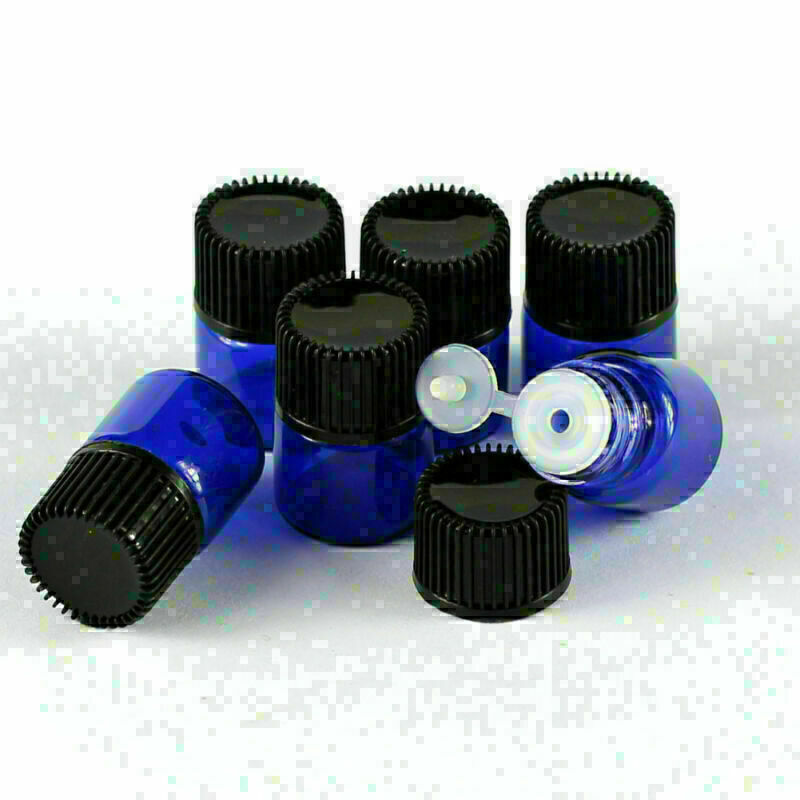 New 20/50/100Pcs 1ml Tiny Small Blue Glass Empty Oil Bottles Vial With Screw Cap gallery