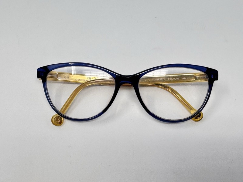 Carolina Herrera VHE677K Eyeglass Frames Only Blue Gold COL 0D99 52-17-140 gallery