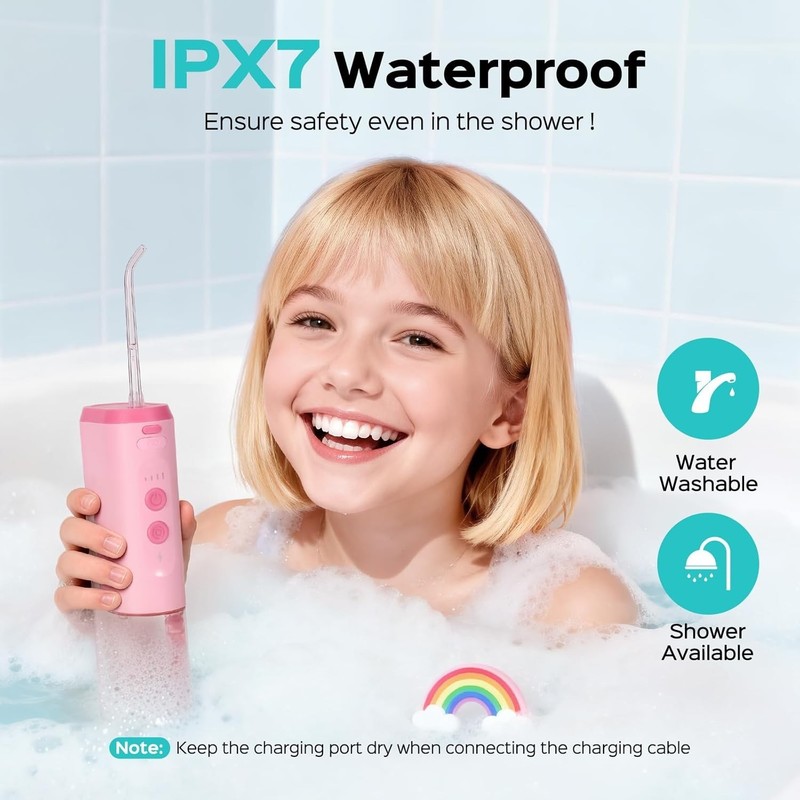 Travel-Friendly Kids Water Flosser - Ergonomic Design, 4 Modes, Nozzles Included gallery