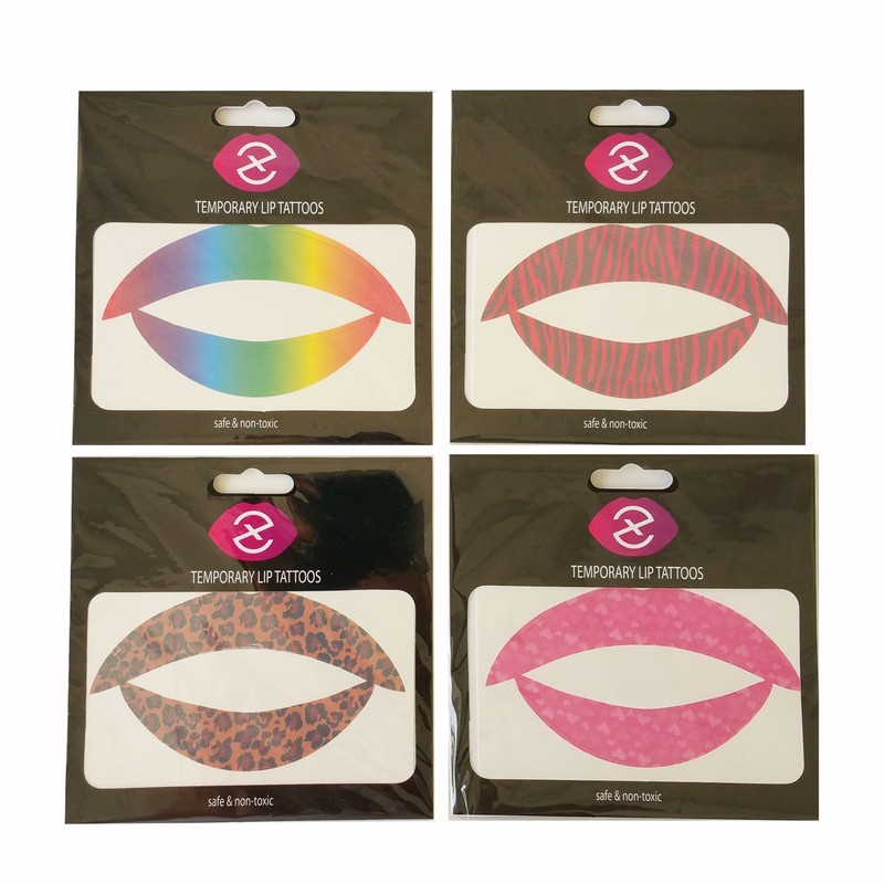 4 Pcs Assorted Lip Tattoo Sticker Art Lady Party Fancy Safe Stickers gallery