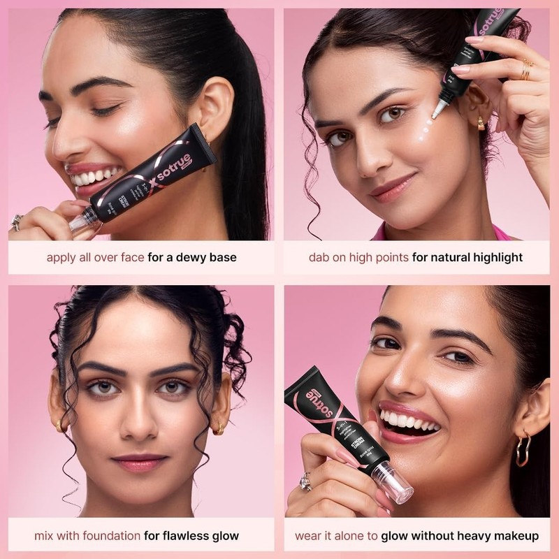 Sotrue Strobe Cream Combo Pack of 2, Rose Gold and Pink - 30gm Each | Primer + H gallery
