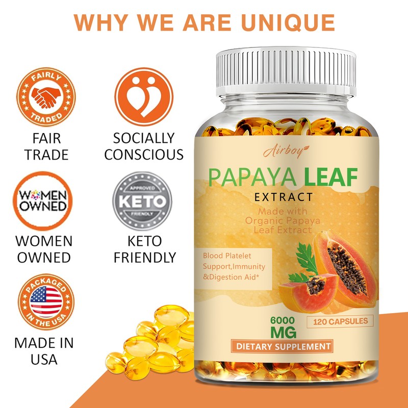 Papaya Leaf Extract Capsules -Support Digestive,Maintain Natural Platelet Levels gallery