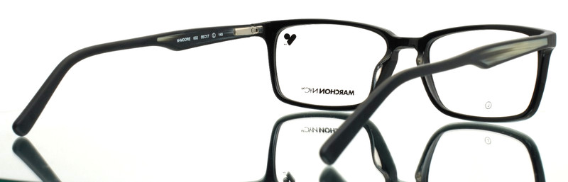 MARCHON NYC M-Moore 002 Black Mens Rectangle Full Rim Eyeglasses 55-17-145 B:35 gallery