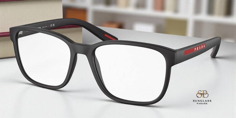 PRADA LINEA ROSSA PS 06PV DG01O1 Black Rubber Demo Lens 57 mm Men’s Eyeglasses