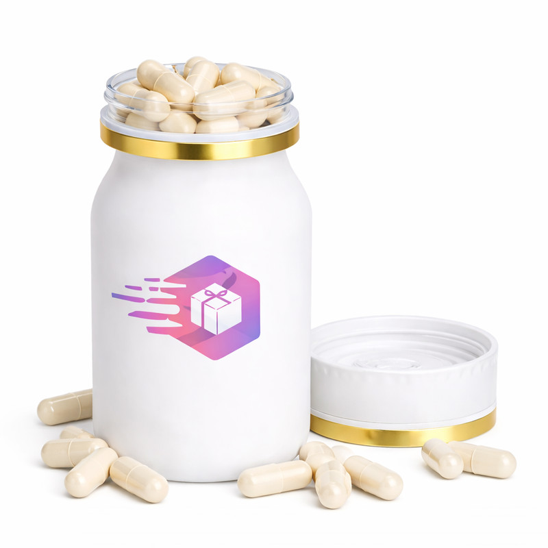 White 130/160mlPETG Supplement Bottles with Gold Caps–Pill &Vitamin Container gallery
