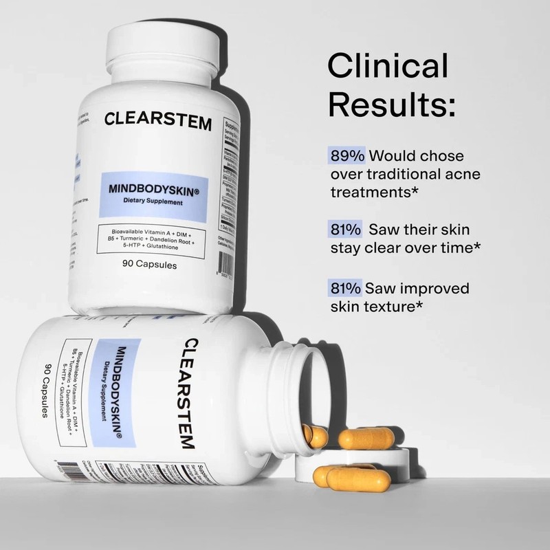CLEARSTEM - MINDBODYSKIN Hormonal Acne Supplement 180 Count (Pack of 2) gallery