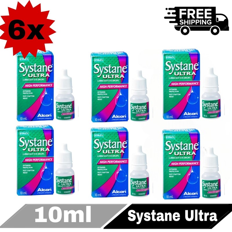 6 X Alcon Systane Ultra Lubricant Eye Drops Dry Red Eye Relief 10ml FREE SHIP