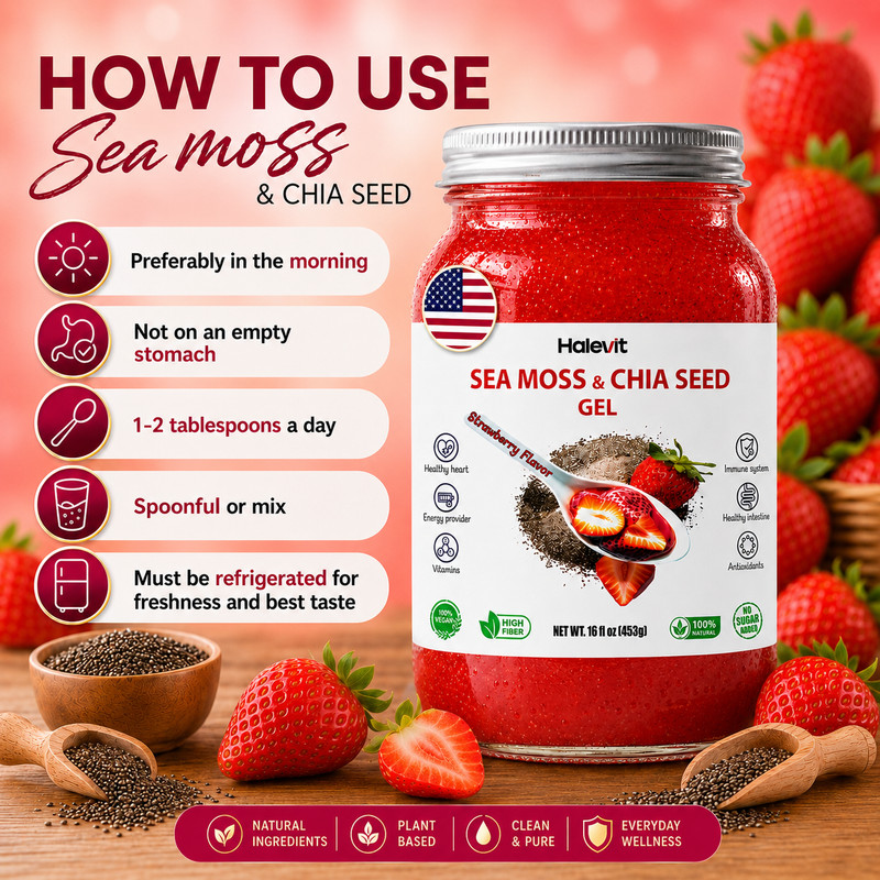 Wildcrafted Irish Sea Moss Gel Made with Dried Seaweed Seamoss | Strawberry gallery