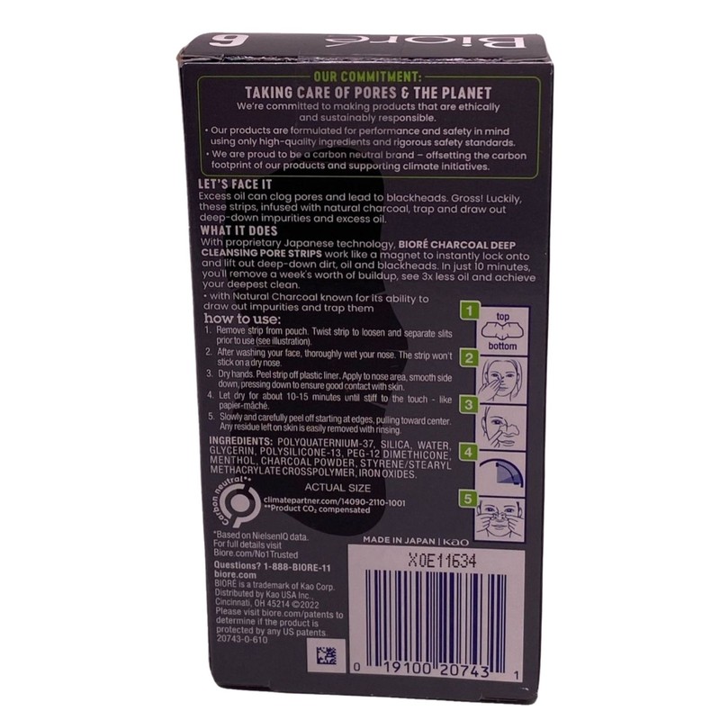 Biore Charcoal Oil Control Pore Strips 6 Ct 3 Pack New gallery