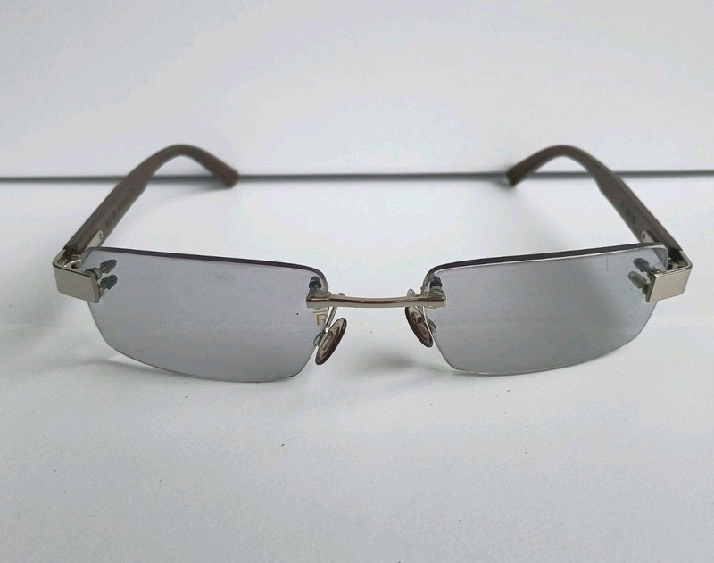 Wood-Look Rimless Eyeglassed Frames Only WL 038-018 Brown Southwestern pattern