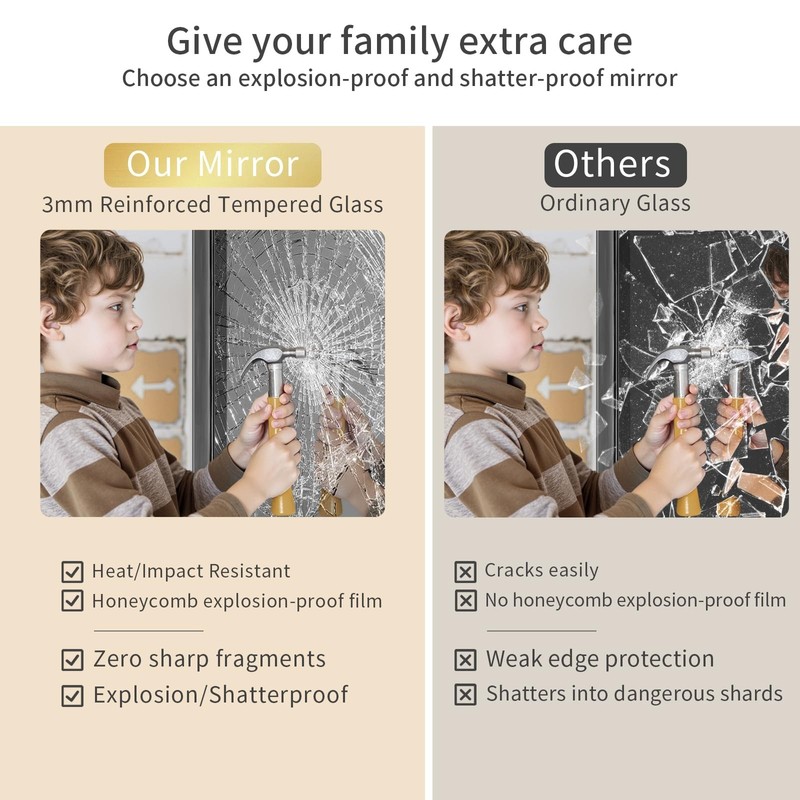 Koonmi Black Wall Mirror for Bathroom, 30x30 Inch Matte Deep Framed Rounded R... gallery