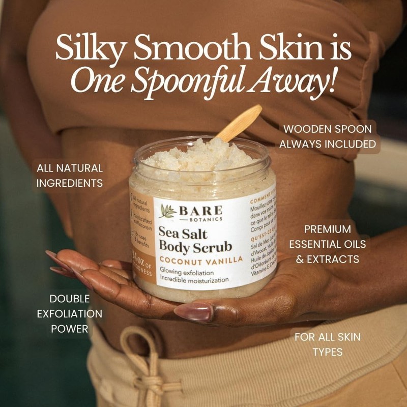 Sea Salt Body Scrub Unscented 24oz Non-toxic Vegan Cruelty-free Full Body gallery