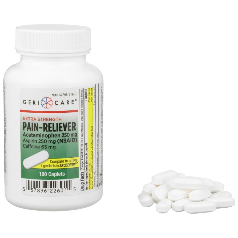 McKesson Pain Relief Acetaminophen / Aspirin / Caffeine Tablet 100 per Bottle