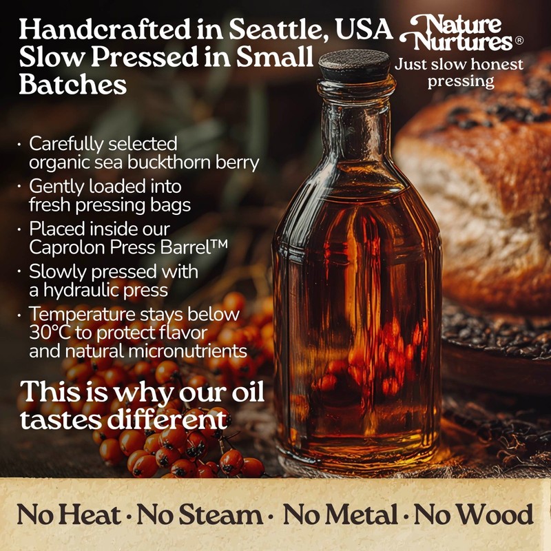 Sea Buckthorn Berry Oil Raw Unrefined First Cold-Pressed Below 30C Made in USA gallery