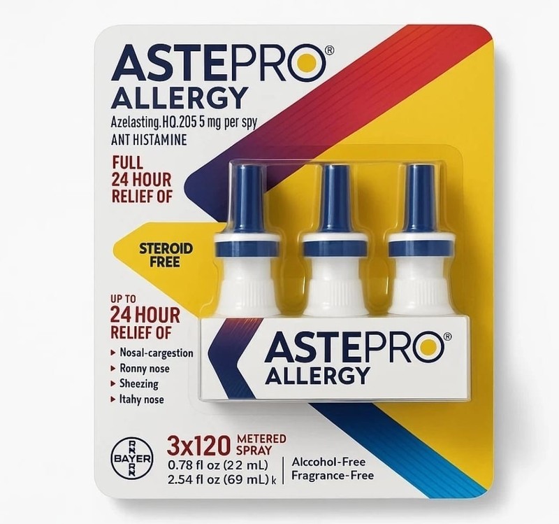 Astepro Allergy Nasal Spray 120 Sprays Each 3 Pack (360 Total)
